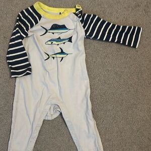 Tea long Sleeve Boys Nautical Shark Boys Baby Romper 9-12M